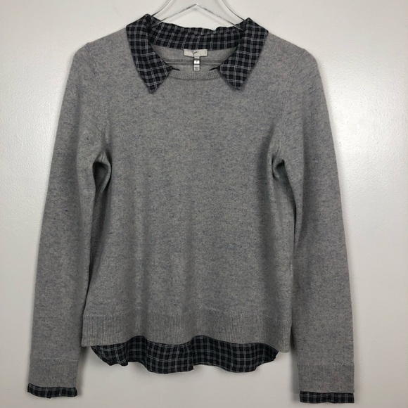 Joie Zhen Faux Shirt Wool/Cashmere PulloverSweater - Picture 3 of 8